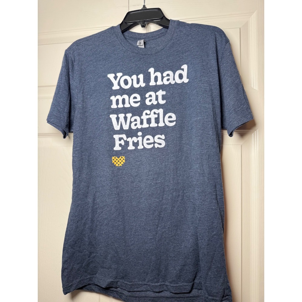 Chick-fil-A You Had Me At Waffle Fries Graphic Tee Blue‎ Heather Shirt Large